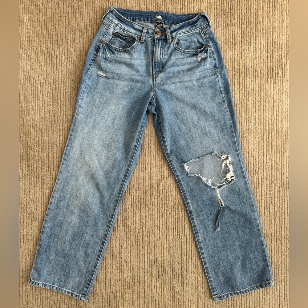 Rewash Brand Jeans Women's Distressed High Waist Wide Leg Medium Wash Size 1/25